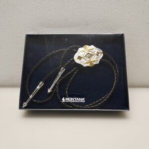 MENS Montana silversmiths SILVER&GOLD Southwest Scalloped Western Eagle Bolo Tie